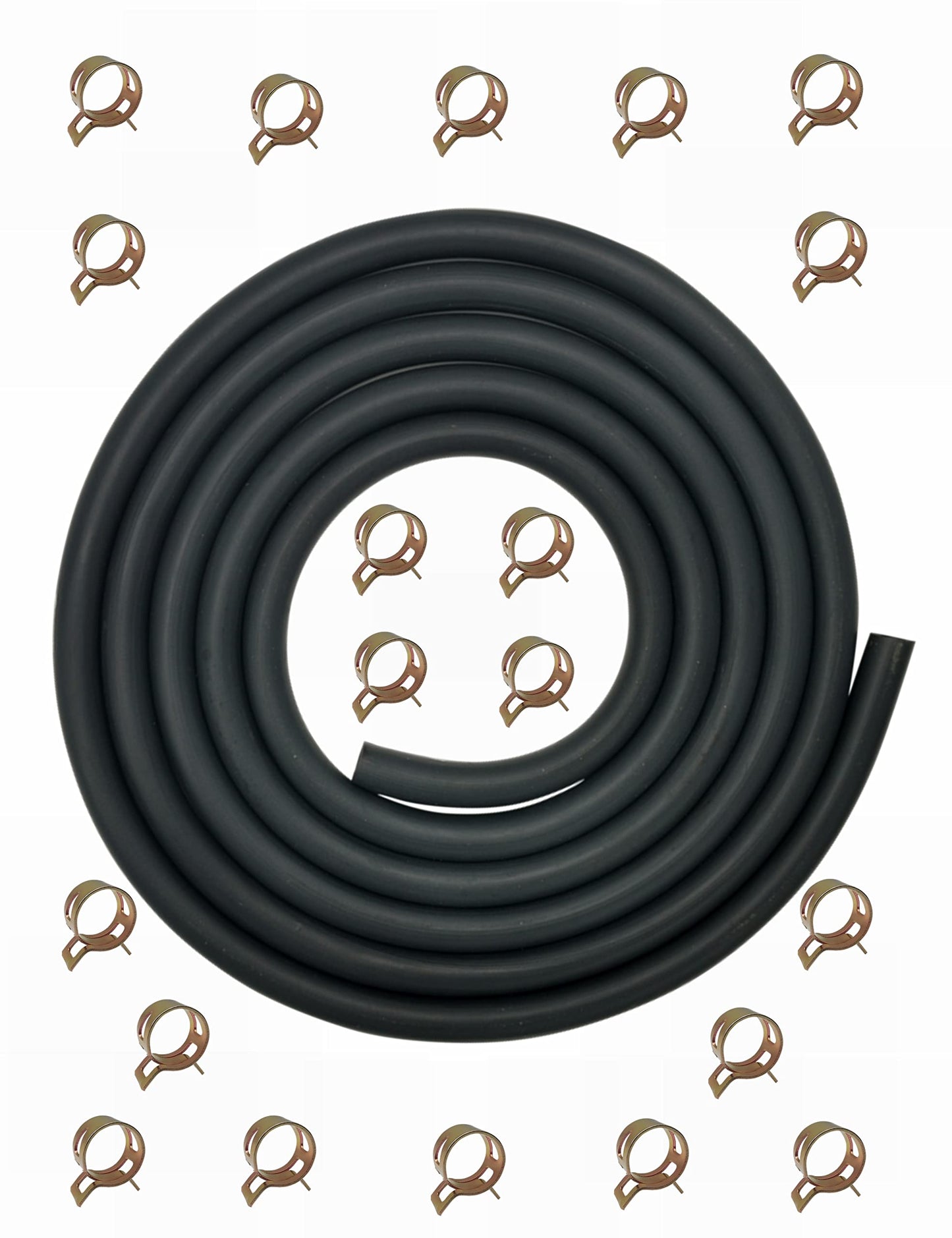 YAMAKATO 10 Feet 5/16 Inch ID Fuel Line Hose Rubber w/ 20 Clamp