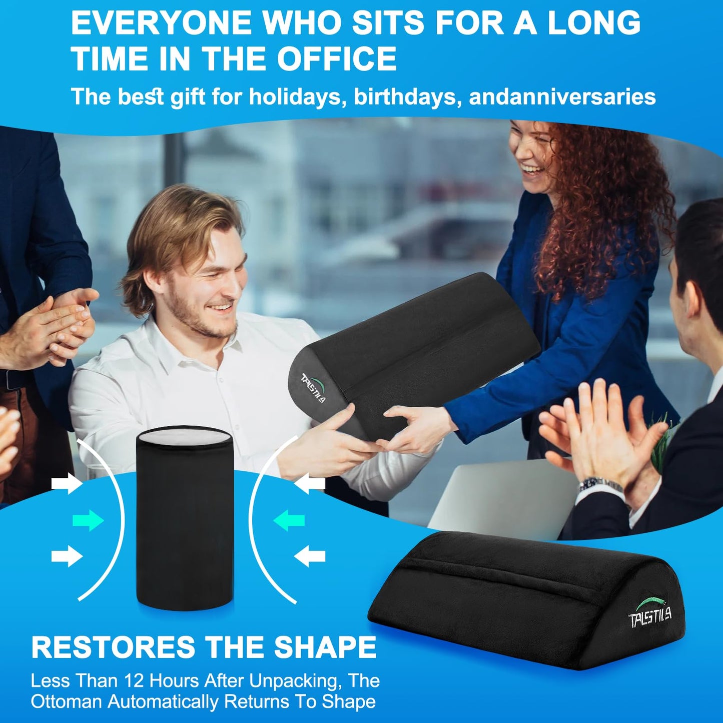 TALSTILA Foot Rest for Under Desk at Work, Footrests with Warm Plush Feet Pocket, Ergonomic Foam Footrest, Under Desk Footrest, for Office Desks & Office Chair - Back & Leg Pain Relief