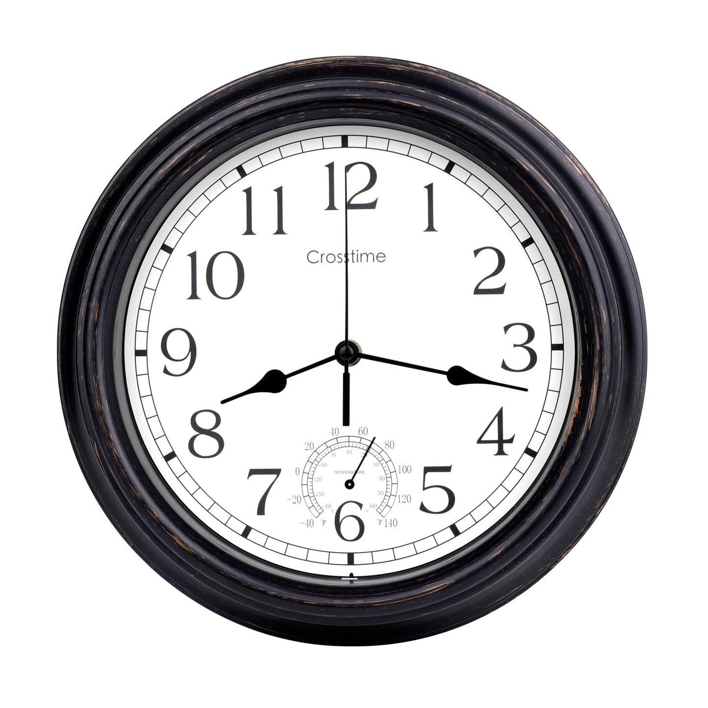 12 Inch Outdoor Clock Waterproof with Thermometer Combo, Retro Indoor Outdoor Wall Clocks for Patio Pool Garden Bahtroom Home Decor, Bronze