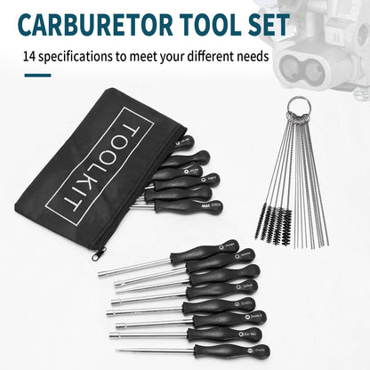 Vkinman 14Pcs Carburetor Adjustment Tool Screwdriver for Common 2 Cycle Small Engine for Poulan Husqvarna STIHL Echo Trimmer Weedeater Chainsaw Carb Adjust Tools Carb Tools
