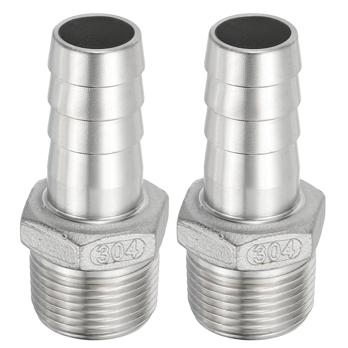 PATIKIL 304 Stainless Steel Barb Hose Fitting, 2 Pack 3/4" Hose Barb x 3/4" NPT Thread Pipe Connector Adapter Quick Fittings for Bore Air Water Connecting