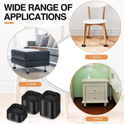 WEZCHUGHAOL 12 Pack Furniture Risers, 1.38" Adjustable Bed Risers Desk Leg Risers, Stackable Heavy Duty Bed Lifts Risers, Square Bed Raising Blocks for Mattress Table Leg Sofa Tables Washing Machine