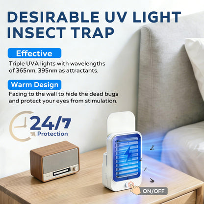 2-in-1 Electric Mosquito Zapper & Night Light | Chemical-Free Bug Zapper with Repellent Sticker Slot for Home, Bedroom, Baby Room & Travel