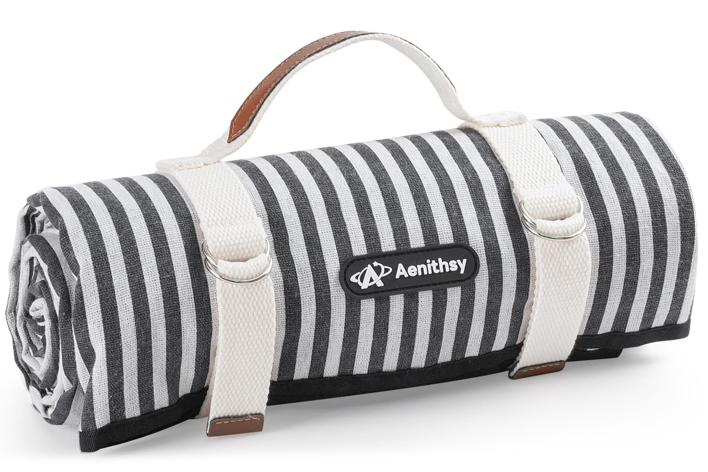 Aenithsy Picnic Blanket Waterproof, 59"x79" Picnic Mat with Carrying Handle, Foldable Washable Beach Blanket for Outdoor Activities, Park, Camping, Hiking(Blue Stripe)