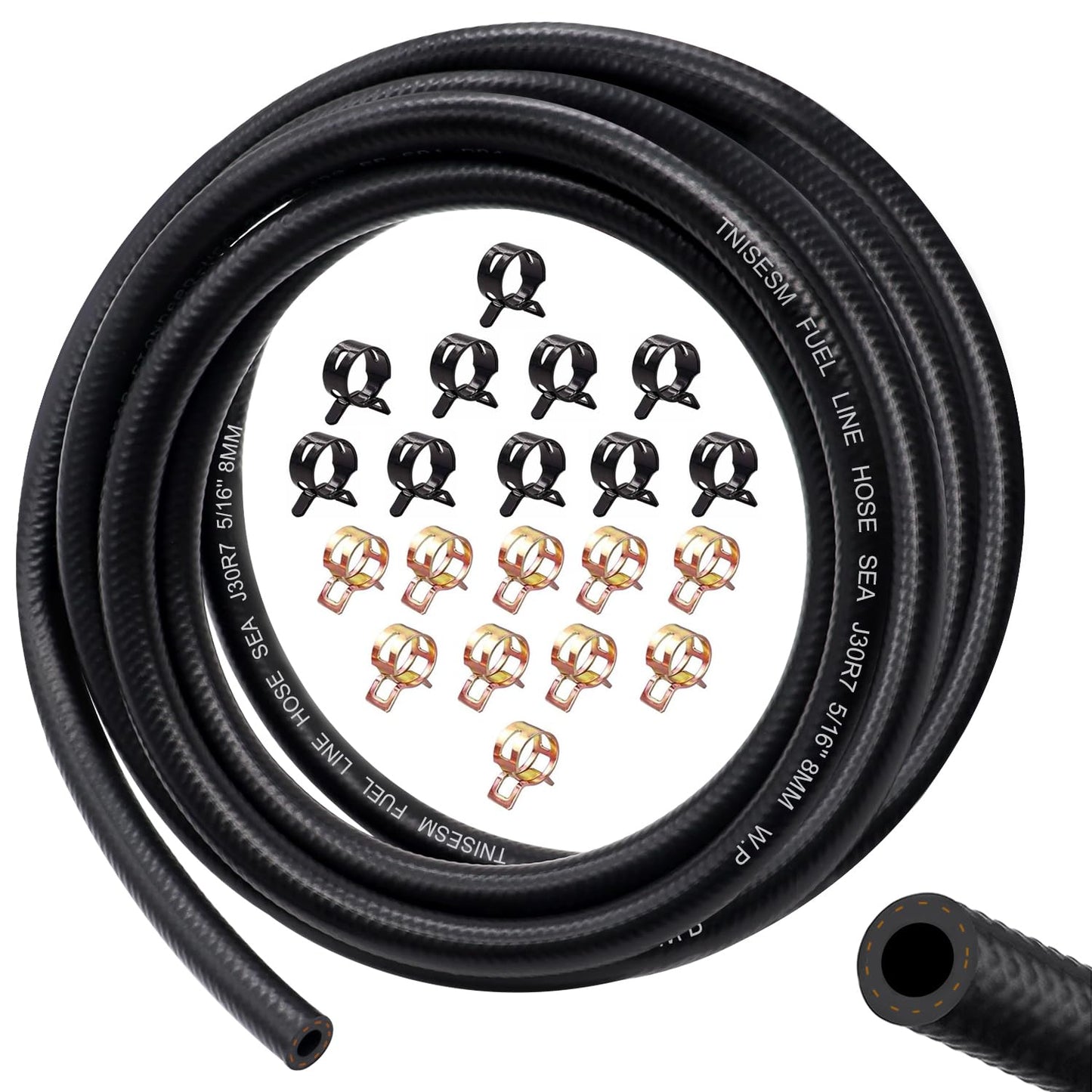 Tnisesm 5/16 Fuel Line Hose NBR Rubber 10FT 200PSI J30R7 for Fuel Systems Engines Tube Hose