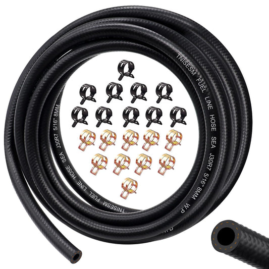 Tnisesm 5/16 Fuel Line Hose NBR Rubber 10FT 200PSI J30R7 for Fuel Systems Engines Tube Hose