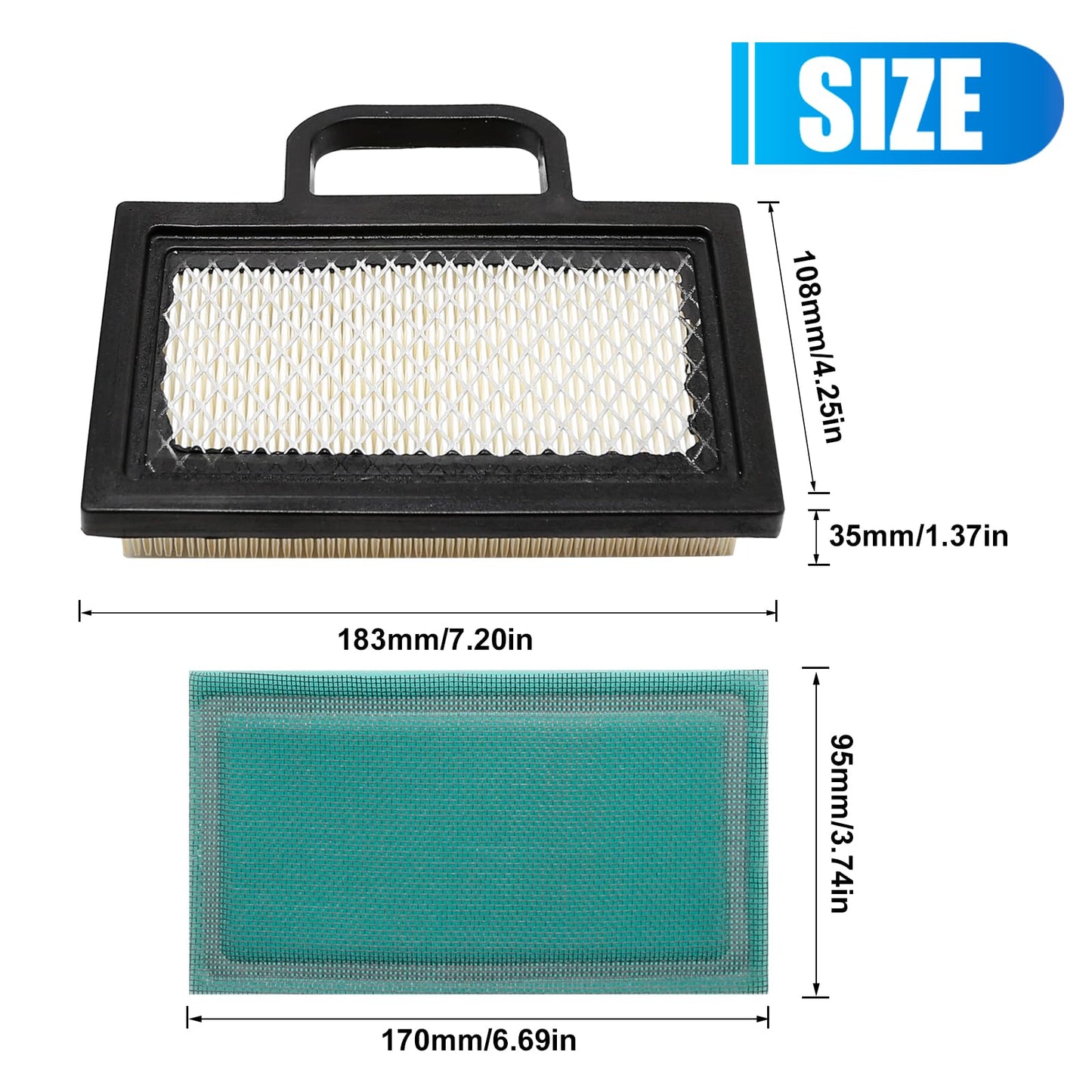 Anxingo 499486 Air Filter Cartridge Replacement for B&S 499486S 698754 691007 with Pre Filter Fits 18-26 HP Intek V-Twins Lawn Mower Engine Parts (2 Pack)