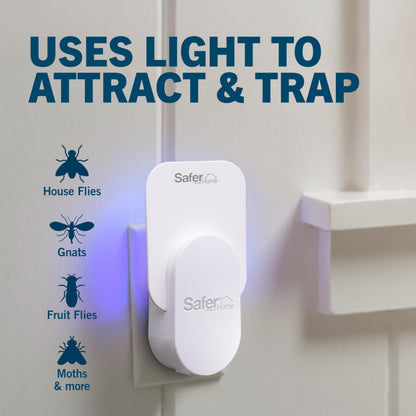 Safer Home SH502 Indoor Plug-in Fly Trap for Flies, Fruit Flies, Moths, Gnats, and Other Flying Insects – 400 Sq Ft of Protection