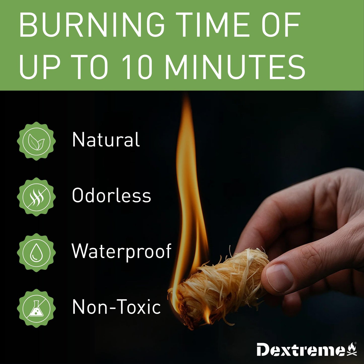 Dextreme Fire Starters 60 pcs | Natural Firestarters for BBQ, Campfires, Fireplace, Charcoal, Wood Stove, Fire Pit, Chimney, Pizza Oven and Smokers | All Weather, Odorless, Non Toxic