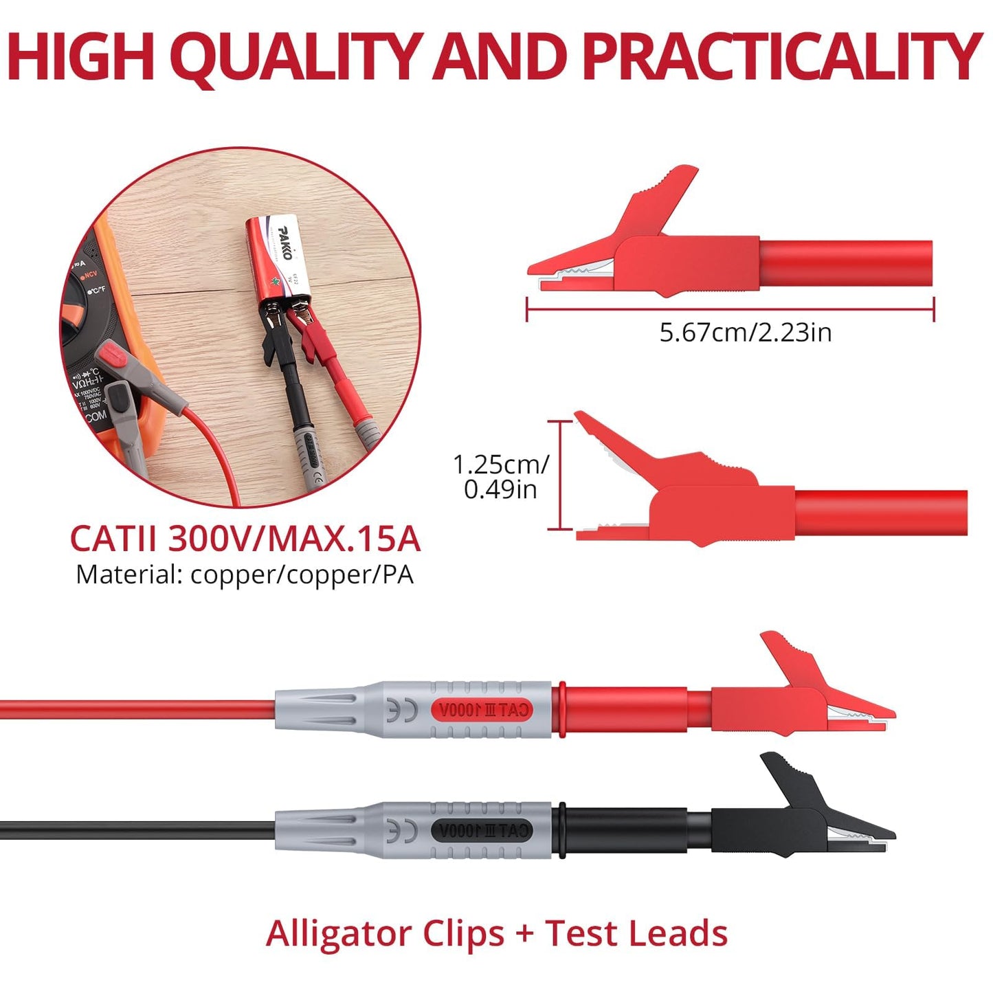 BINTA 11-Piece Multimeter Leads Kit CATII 1000V/ 19A with Alligator Clips Test Hooks Test Probes Tweezers, Professional Multimeter Leads Set for Industrial Car Home Digital Electrical Testing