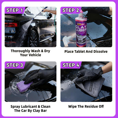 XPERTCHEMY Car Clay Bars Auto Detailing 4 Pack 400g(4x100g) and Clay bar Lubricant Tablets 10 Pack(1pcs=16 oz) Clay bar kit, Spray Bottle and Microfiber Towel for Car Detailing