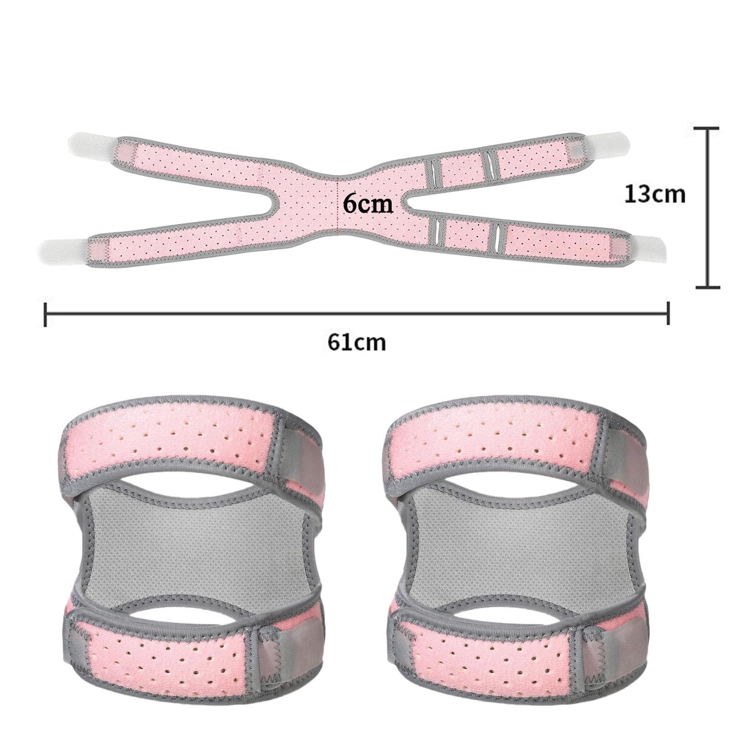 Patellar Tendon Support Strap, Dual Knee Brace with Silicone Insert, Adjustable Compression Neoprene Knee Strap for Running, Arthritis, Jumper, Tennis Injury Recovery - 1 Pair, Pink