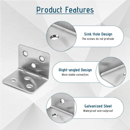 30 Pcs Heavy Duty Iron Corner Brackets, 2"x2"x2" White L Shape Corner Braces, 90 Degree Right Angle Metal Brackets for Wood Furniture, Shelves, Cabinets, Beds, DIY Projects
