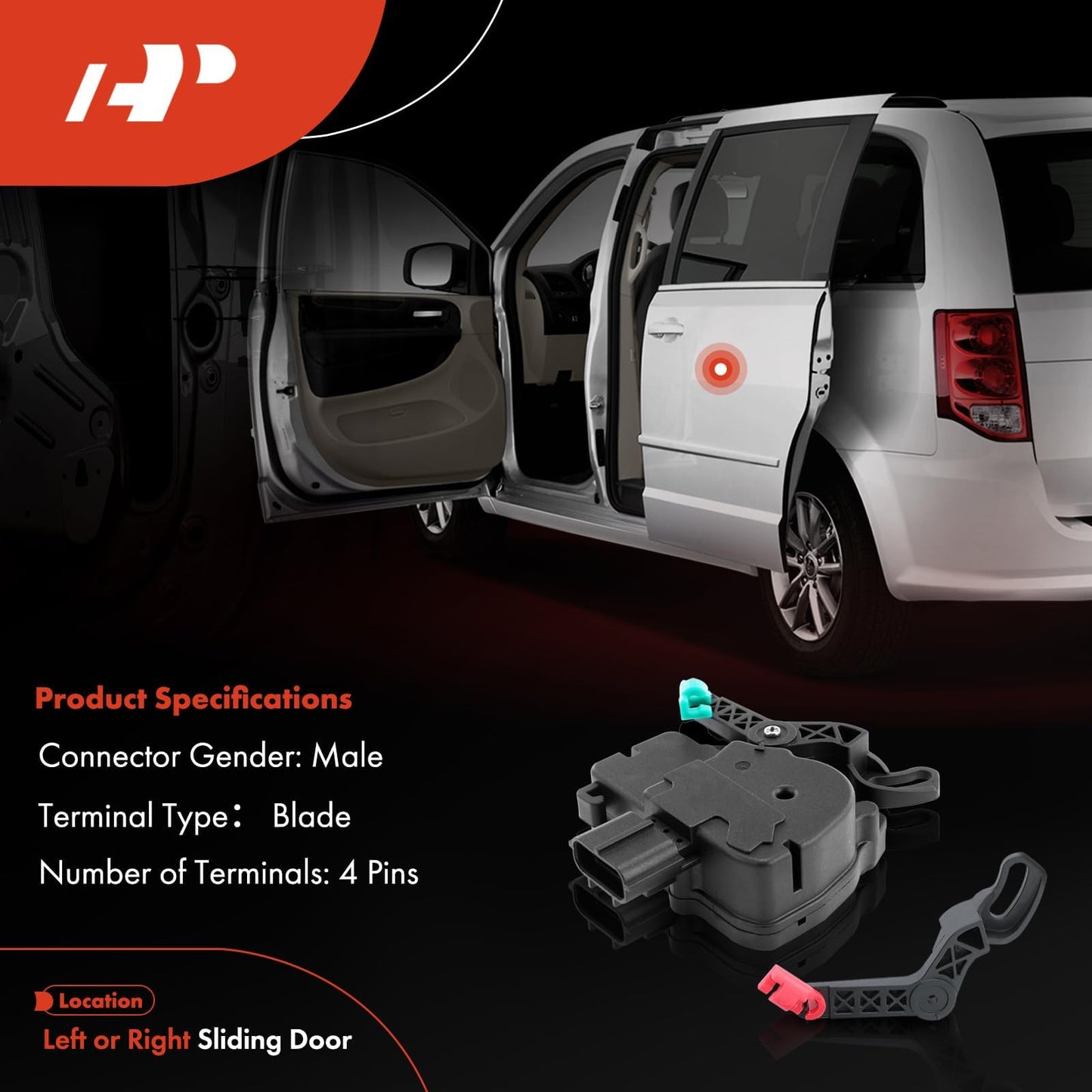 A-Premium Left or Right Sliding Door Lock Latch Actuator Compatible with Chrysler Town & Country 2001-2016 & Dodge Caravan 2001-2007 Grand Caravan 2001-2019 & Ram C/V 2012-2015, MPV Replace# 4717960AA