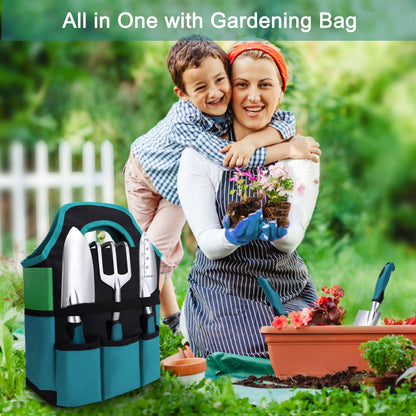 Kynup Gardening Tools 7-Piece, Heavy Duty Garden Tools Set with Non-Slip Handle, 29.5"x29.5"Repotting Mat, Hand Shovel, Gardening Hand Tools with Handbags and Gloves, Gardening Gifts for Women and Men