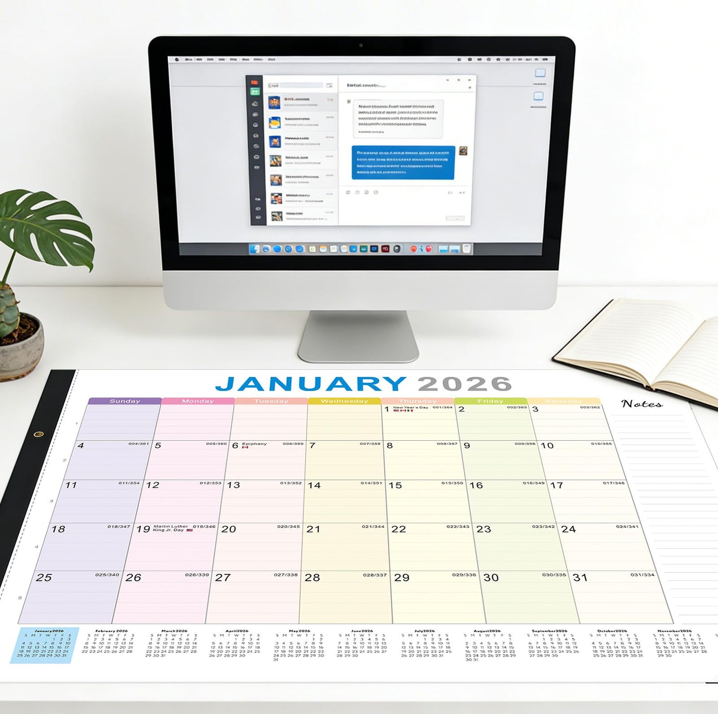 2026 Desk Calendar Large 22x17 – Desk Top Calendar 2026 with plastic cover