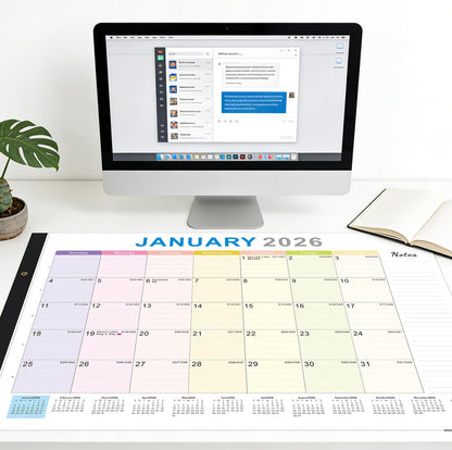2026 Desk Calendar Large 22x17 – Desk Top Calendar 2026 with plastic cover