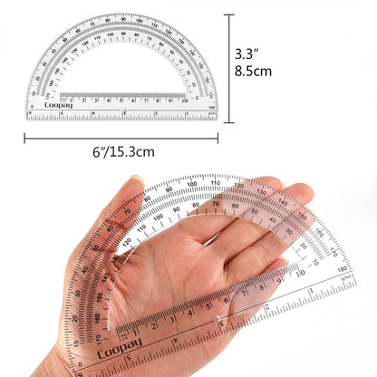Coopay 48 Pack Plastic Protractors Student Math Clear Protractor Set 180 Degrees for Angle Measurement, 6 Inches