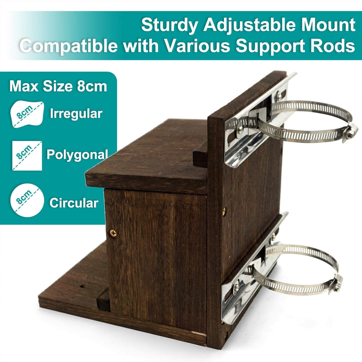 Zeqeey Wooden Squirrel Feeder, Large Capacity, Surface Treatment with Mounting Bracket Compatible with Wall Tree Railing Handrail and Fence