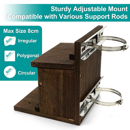Zeqeey Wooden Squirrel Feeder, Large Capacity, Surface Treatment with Mounting Bracket Compatible with Wall Tree Railing Handrail and Fence
