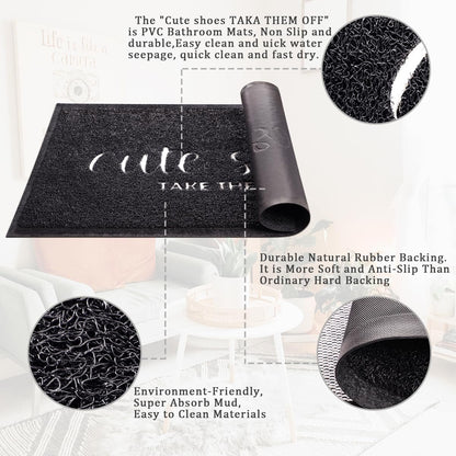 Welcome Mat Indoor Front Door Mats Outdoor for Home Entrance Durable PVC Material with Non Slip Rubber Backing Cute Shoes TAKE Them Off Mats Doormat for Indoor Outdoor High Traffic Areas