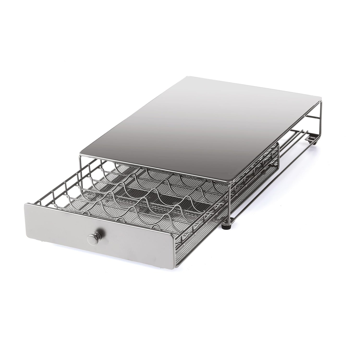 Starfrit Coffee Pod Capsule Drawer - Holds up to 40 Nespresso Vertuoline Pods - Under Brewer Storage Rolling Drawer - Silver