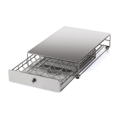 Starfrit Coffee Pod Capsule Drawer - Holds up to 40 Nespresso Vertuoline Pods - Under Brewer Storage Rolling Drawer - Silver