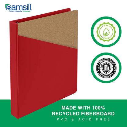 Samsill 1 Inch 3 Ring Binders, Made in USA, Economy Round Ring, Clear View Cover, 200 Sheet Capacity - for School, Home, Office - Red, 4 Pack