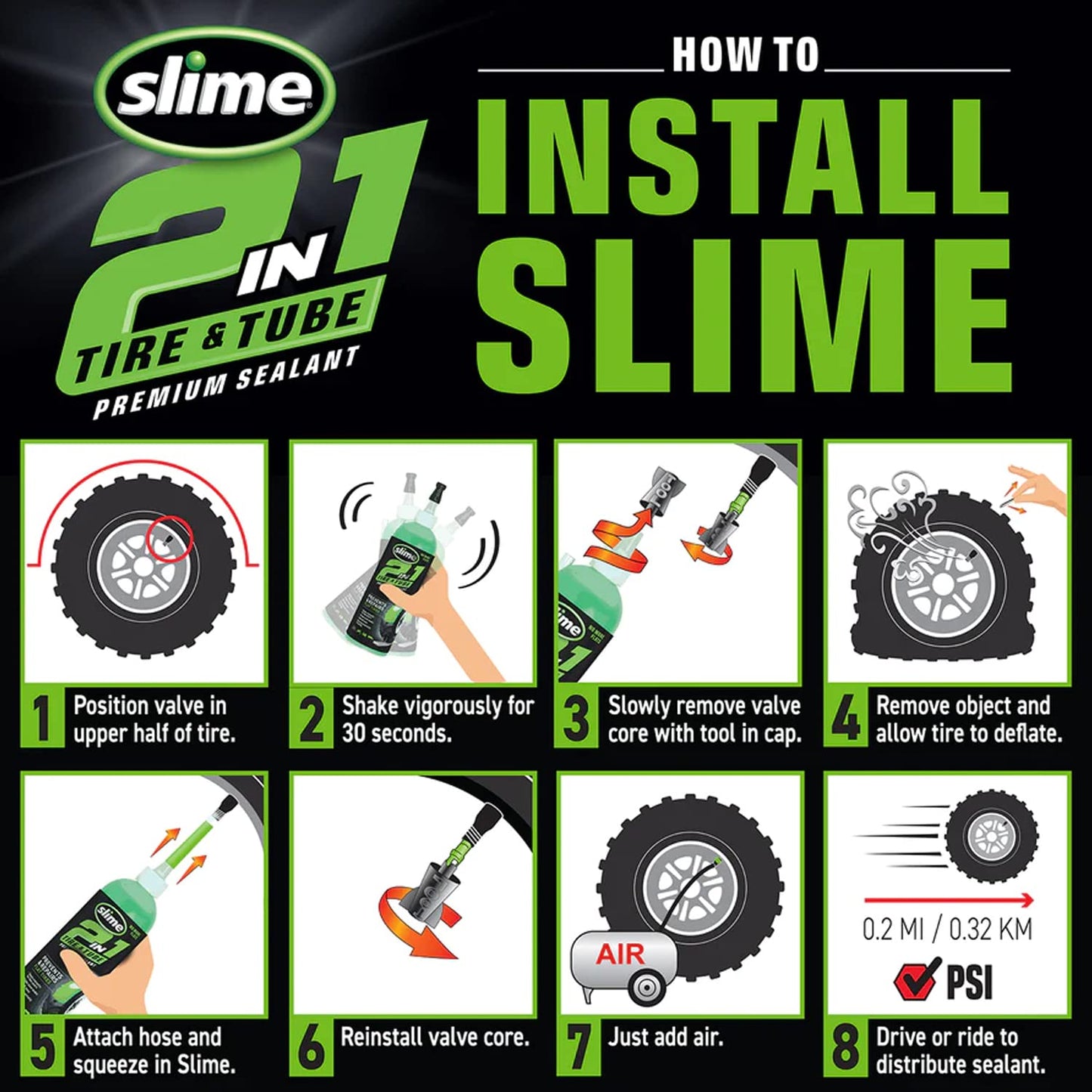Slime 2-in-1 Tire & Tube Sealant, 946mL