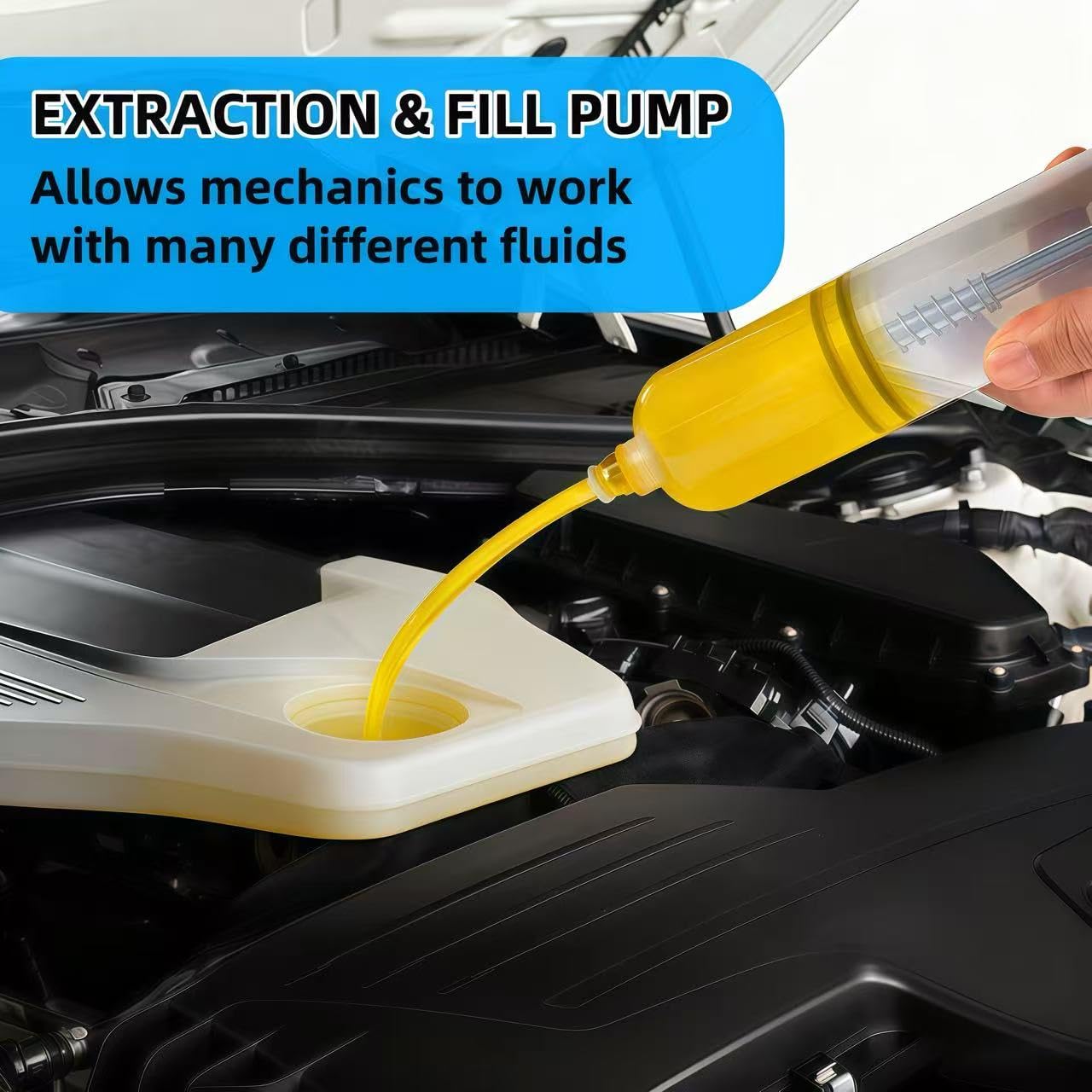 WELCAPAC 500cc/500ML Fluid Extractor & Oil Extractor Pump for Fluid Extraction and Filling - Multi-Use in Automotive, Marine, Engines, Lawn Mowers with 23 Transparent Hose & 2x9 Extension Tubes