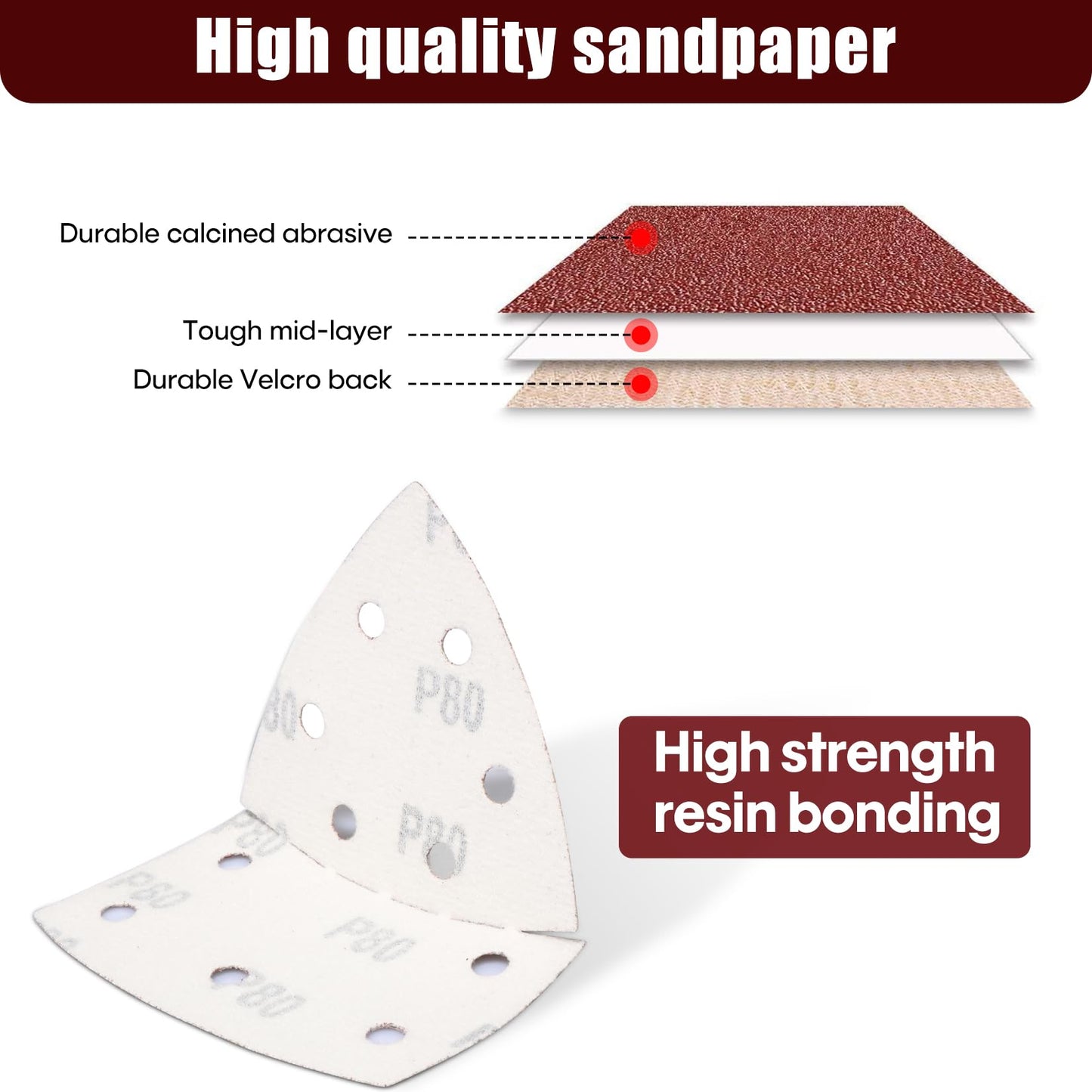 SHALL 120-Piece Mouse Sander Pads, Detail Sander Sandpaper, Palm Sander Sandpaper, Assorted Grits, 40, 60, 80, 120, 180 & 240 Mixed Grits Included, Suitable for Sander