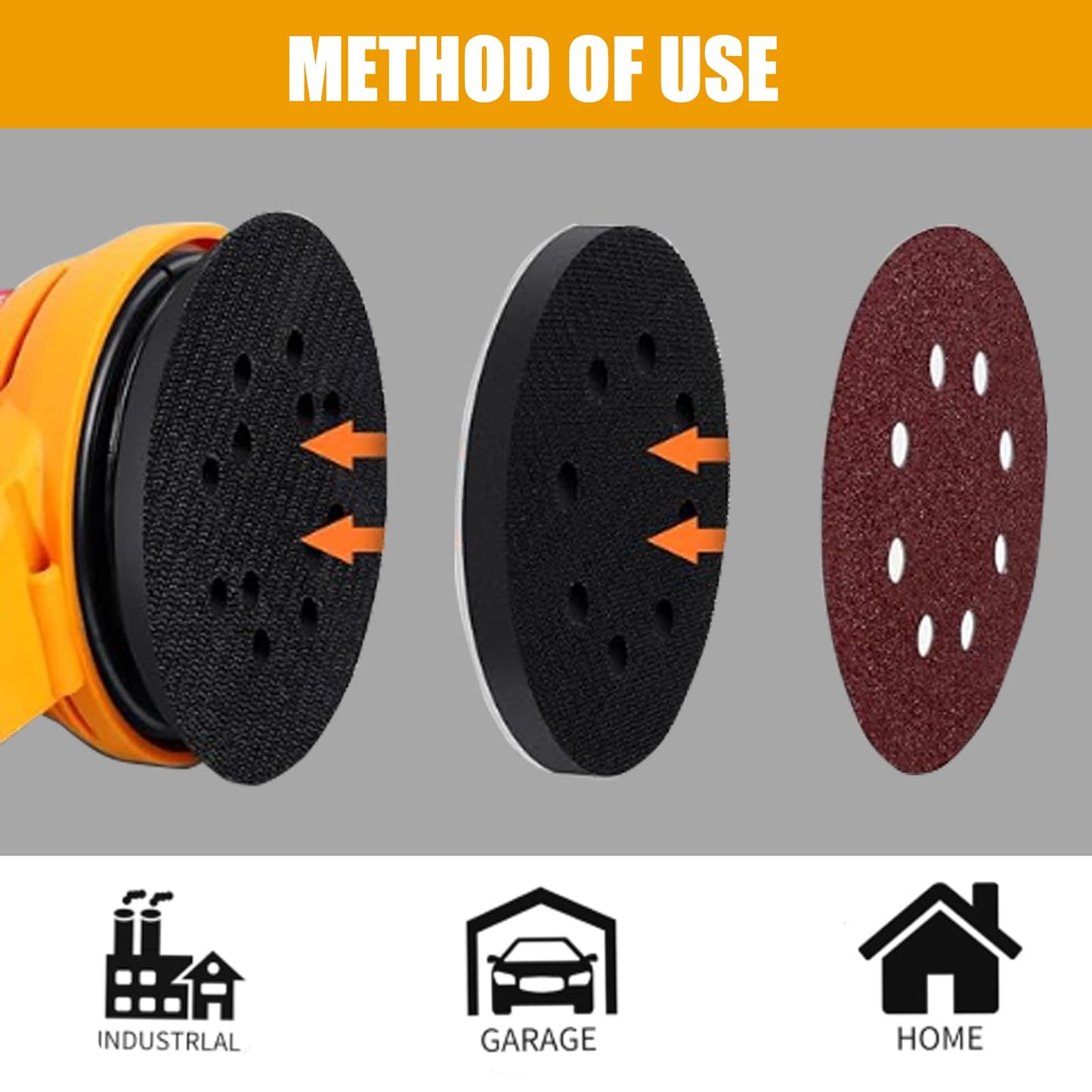 CNQLIS 10 Packs 8 Holes 5 Inch Interface Pads Hook and Loop Soft Sponge Cushion Interface Buffer Backing Pad Density