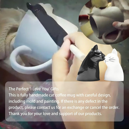 Couple Gifts Cute Kissing Cat Mug Matching Couples Stuff Ceramic Coffee Mugs for Wedding Gifts Anniversary Valentines Engagement Gifts for Couples Cat Lover