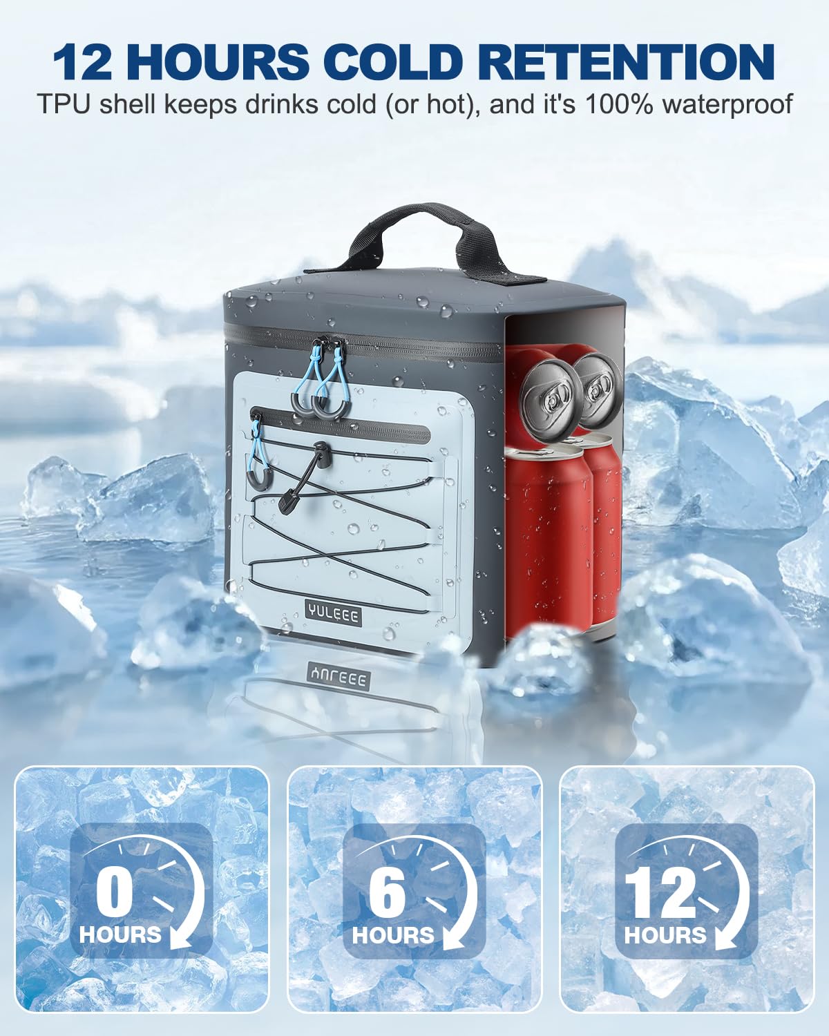 YULEEE Insulated Cooler Bag - Large Multi-Functional Picnic Lunch Bag for Men & Women, Waterproof Leakproof Perfect for Beach, Family,Travel, Camping, Work,BBQ,and Outdoor Activities-7L