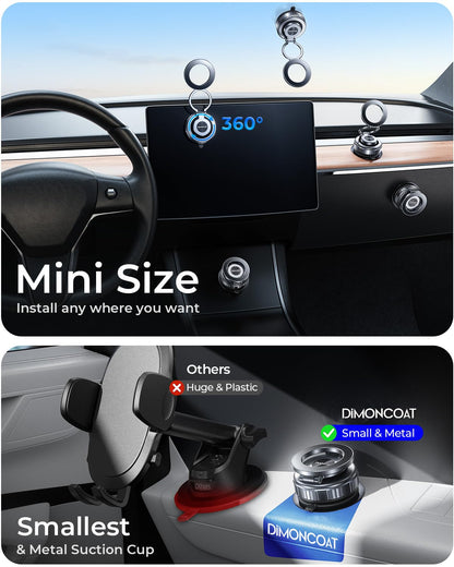 DIMONCOAT 2026 Upgraded for Car Mount Vacuum Magnetic Phone Holder Car, 360° Adjustable Suction Cup Phone Stand [109+LBS Suction & 2800gf Magnetic] for Car Accessories 17 Pro Max