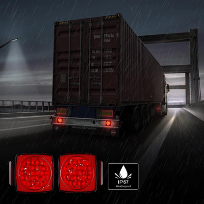 12V LED Trailer Lights 2pcs, Square Trailer Light Kit, Stop/Tail/Turn Signal Lights for Car Trunk Jeep Boat