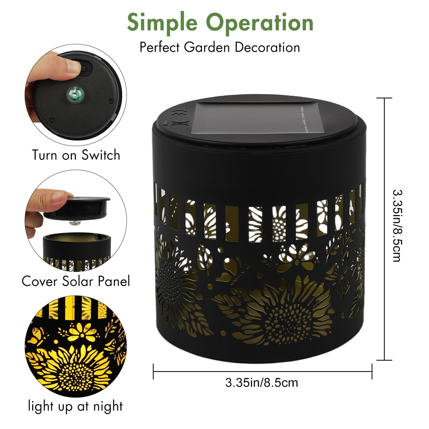 Solar Lanterns Outdoor Decor, 4 Pack Sunflower Garden Decorative Lights, Waterproof Metal Lanterns for Patio, Yard & Garden, Gifts for Mother's Day and Garden Lovers