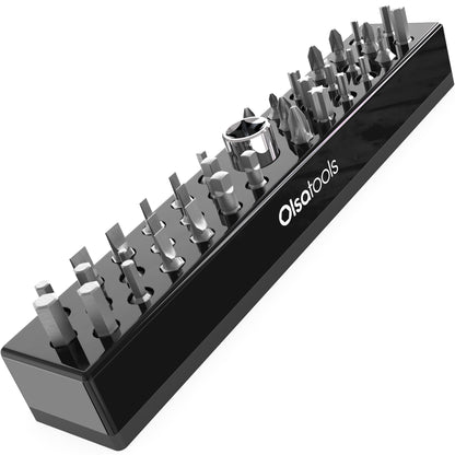 Olsa Tools Professional Hex Bit Organizer with Magnetic Base | Professional Quality Hex Bit Holder for Your Specialty, Drill or Tamper Bits (Black)