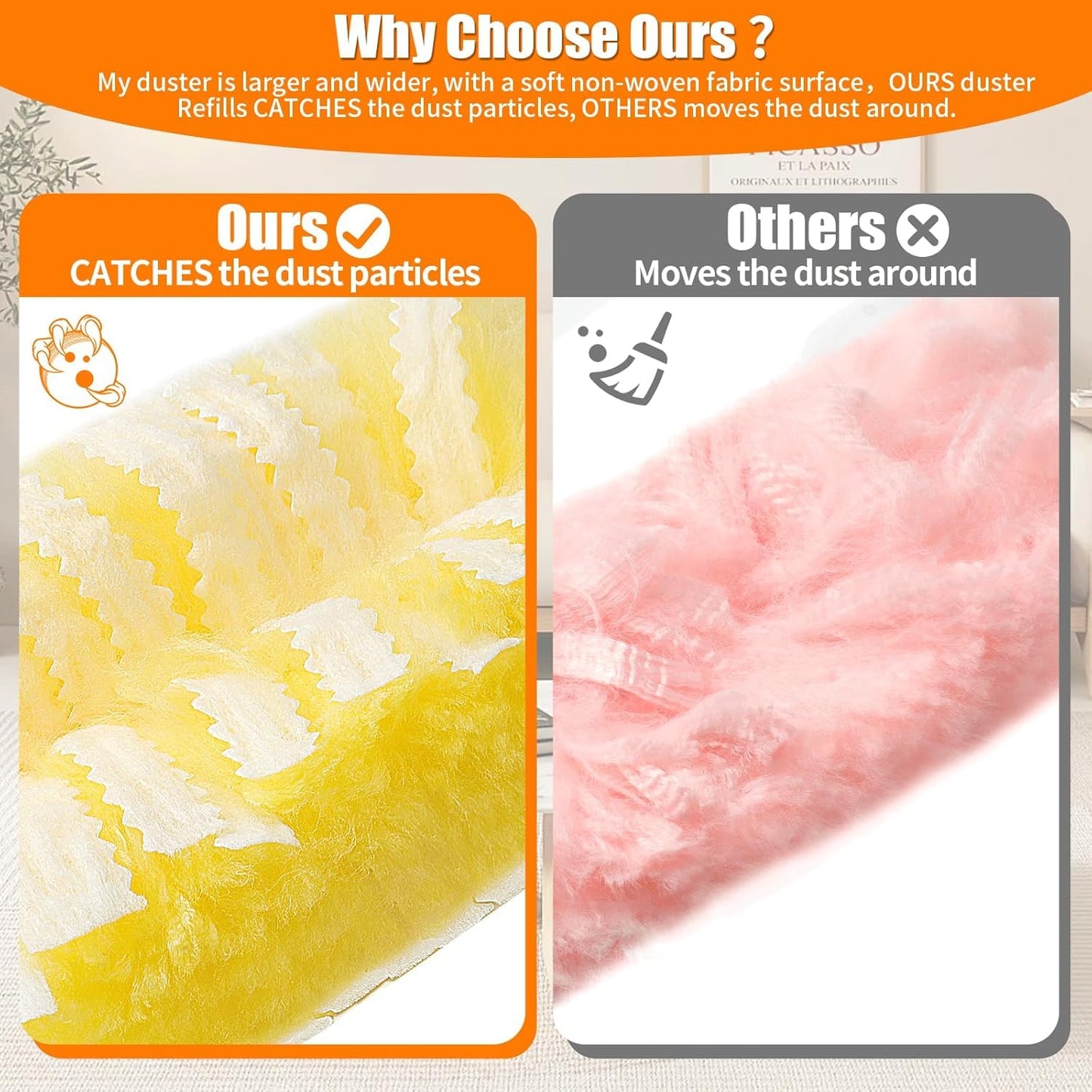 36 Pack Disposable Duster Refills for Swiffer,360°Heavy Duty Microfiber Duster Kit with 1 Handle,Multi-Surface Duster Refills for Furniture, Blinds, Ceiling Fans Cleaning