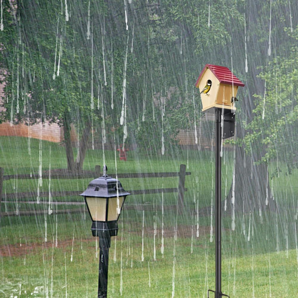 74 Inch Bird House Pole Heavy Duty Feeder Mount Kit for Outdoor 5-Prong Base Splicing Adjustable Feeding Stand Station Watching Weather Squirrel Proof Poles Bird House Not Included (Black, 74 inch)