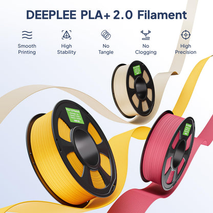 DEEPLEE PLA Plus 2.0 Filament Sky Blue 1KG, 3D Printer Filaments Upgraded PLA+ 1.75mm Fits for Most FDM 3D Printers