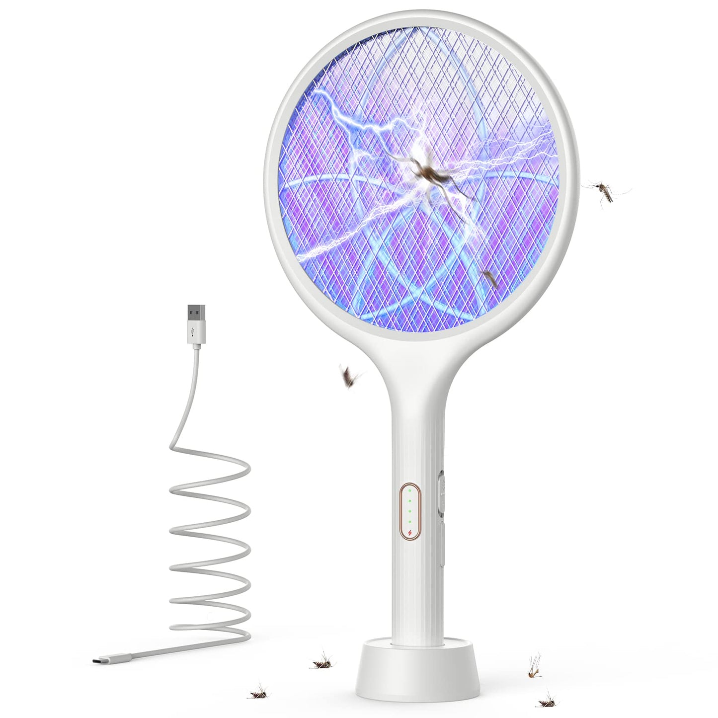 YISSVIC Bug Zapper Racket 4000 Volt Electric Fly Swatter Fly Zapper Indoor Outdoor Dual Modes with Attractant Light Rechargeable