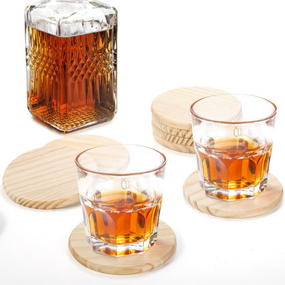 Dicunoy 24 PCS Unfinished Wood Coasters, 4 inch Round Thick Wooden Blank Coasters for Crafts with 96PCS Foam Knots for DIY Mosaic, Coaster, Laser Cutting Engraving, Painted, Pyrography, Arts