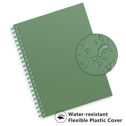 RETTACY Spiral College Ruled Notebook, 300 Pages, A4 Large Size (21 x 28 cm), for School, Work, Journaling, 100 GSM Thick Paper, Flexible Plastic Cover (Dark Green)