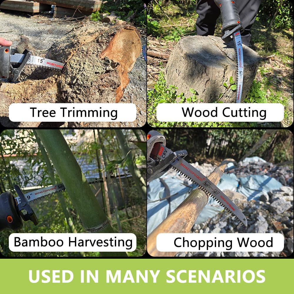 MORETOPGOOD 9” Arc Edge Reciprocating Saw Blade, 7TPI Japanese Teeth with Curved Edge Wood Pruning Saw Blades for Tree Trimming, Wood Cutting (3 Pack)