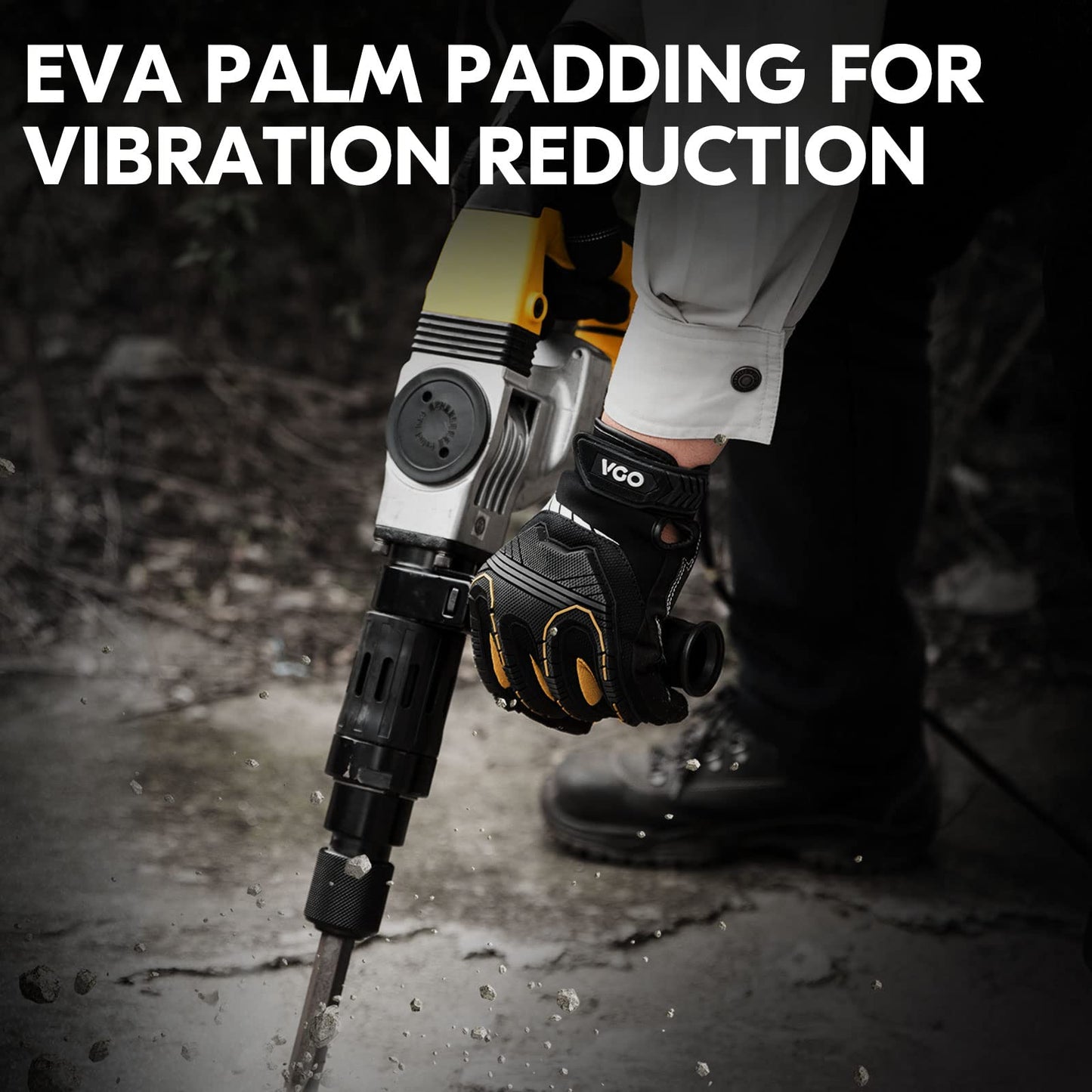 Vgo 1 Pair Heavy Duty Mechanic Gloves, Work Gloves, Impact Reducing, Touchscreen (Size L, Black, SL8849)