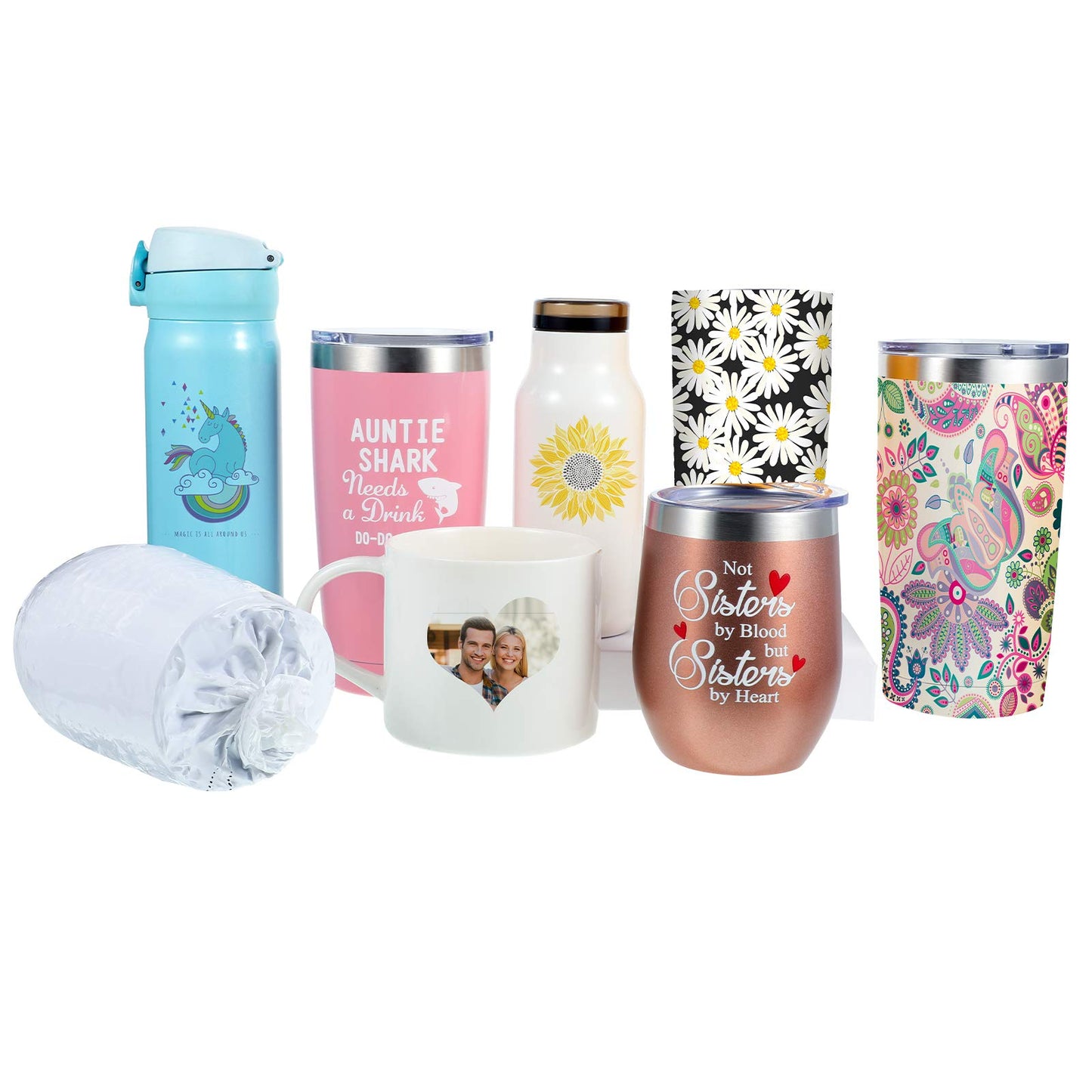 Sublimation Shrink Wrap Sleeves, Shrink Wrap Bags 60 PCS Sublimation Shrink Wrap Sleeve 6 Different Sizes White Bags for Tumblers, Mugs, Cups, Sublimation Shrink Film