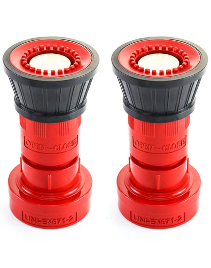QWORK Fire Hose Nozzle, 2" Heavy Duty NPSH/NPT Thermoplastic Constant Flow Fog Nozzle, Fire Equipment, 2 Pack