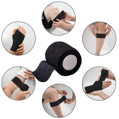 BQTQ 30 Rolls Self Adherent Cohesive Wrap Bandage 2” x 5 Yards Breathable Athletic Tape Stretch Wrap Roll Sports wrap Tape Adhesive for Wrist Ankle Swelling Sprains(Black Color)