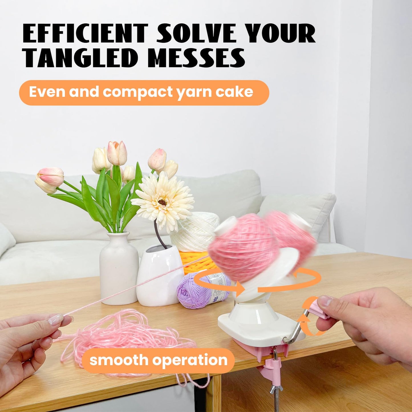 Yarn Winder,Yarn Ball Winder,Efficiently Make Neat Yarn Cake,Easy-to-Install Sturdy ABS Yarn Winder for Crocheting with Lower Noise,The Helper for Knitting Enthusiast.